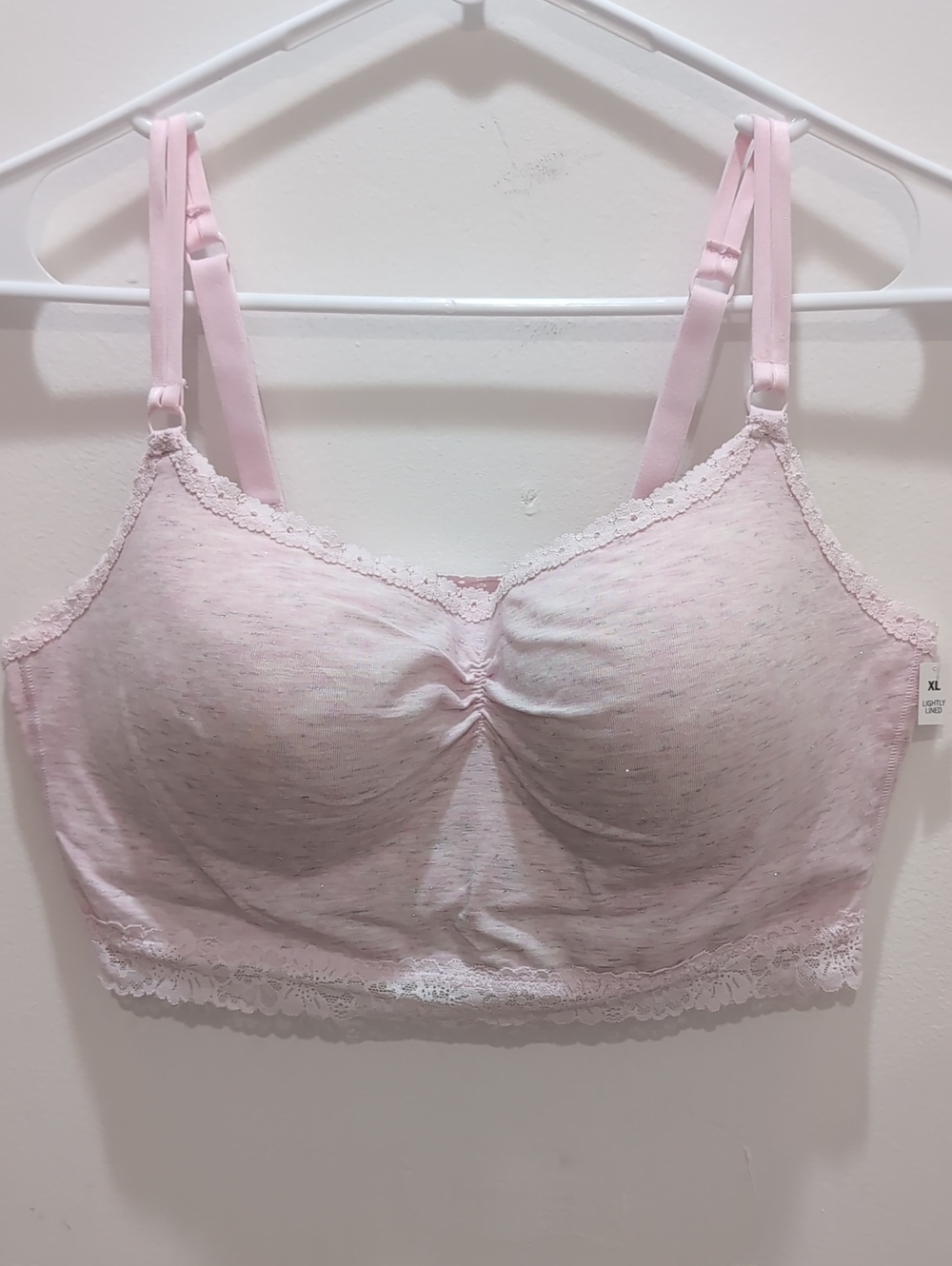 PINK VS Soft Pink Lace-Trim Comfort Bra XL NWT